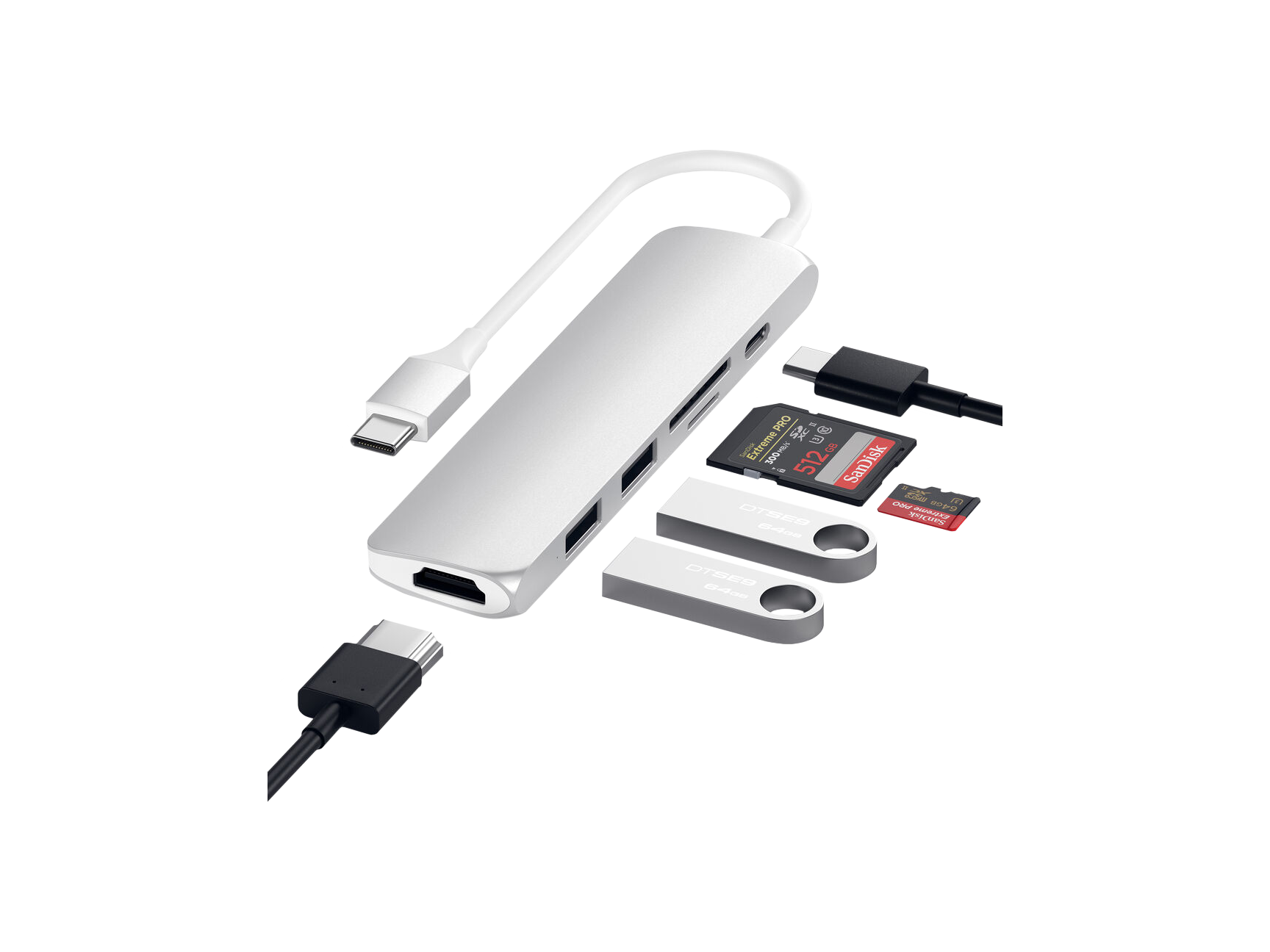 Satechi Slim Aluminum Type-C Multi-Port Adapter V2