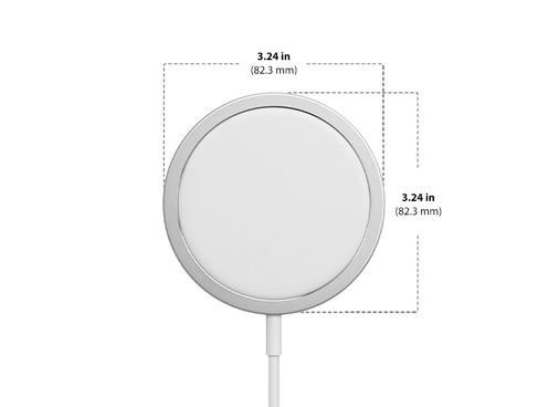 Diagram showing Apple MagSafe Charger size and dimensions