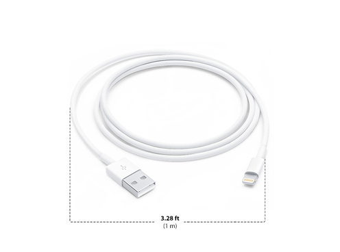 Diagram showing Apple Lightning to USB Cable 1M size and dimensions