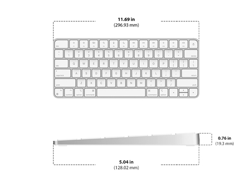 Diagram showing Apple Magic Keyboard 60 size and dimensions