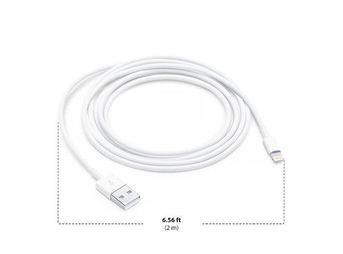 Diagram showing Apple Lightning to USB Cable 2m size and dimensions
