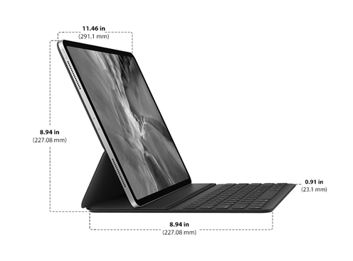 Diagram showing Apple Smart Keyboard Folio for 12.9-Inch iPad Pro size and dimensions
