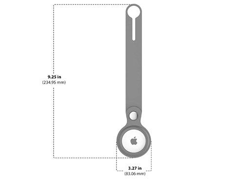 Diagram of Apple AirTag Loop Cover size and dimensions