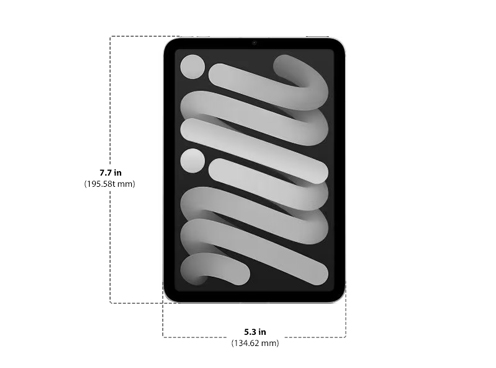 Diagram showing Apple iPad Mini 6 WiFi Only size and dimensions