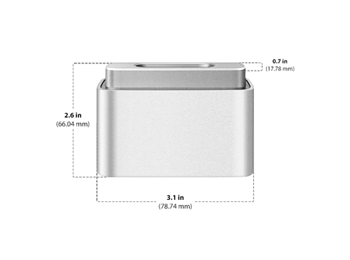 Diagram showing Apple MagSafe To MagSafe 2 Converter size and dimensions