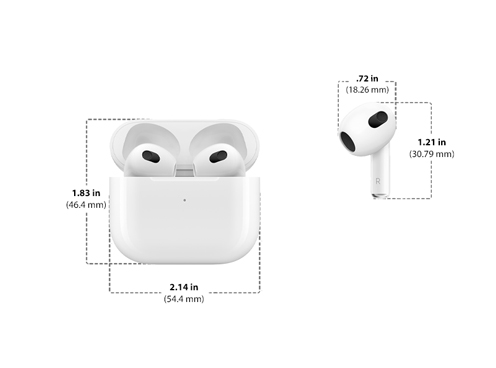 Diagram showing Apple AirPods Pro 3rd Generation size and dimensions