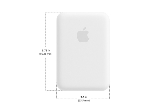 Diagram showing Apple Magsafe Battery Pack size and dimensions