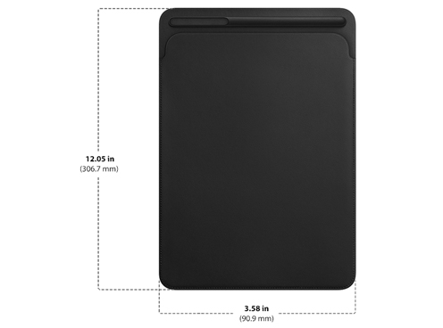 Diagram showing Apple Leather Sleeve for 10.5‑inch iPad Pro size and dimensions