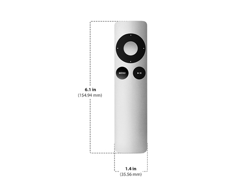 Diagram showing Apple TV Remote size and dimensions