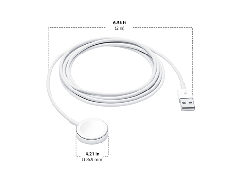Diagram showing Apple Watch Magnetic Charging Cable 2M size and dimensions