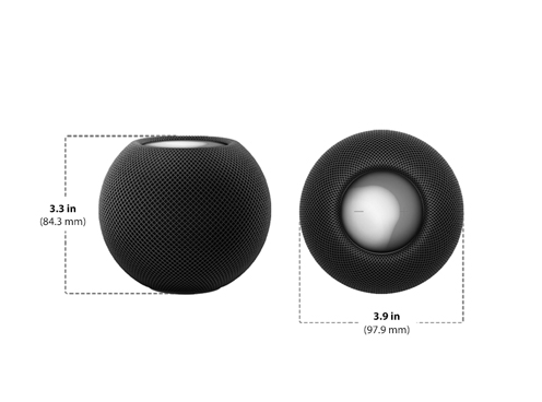 Diagram showing Apple HomePod Mini size and dimensions