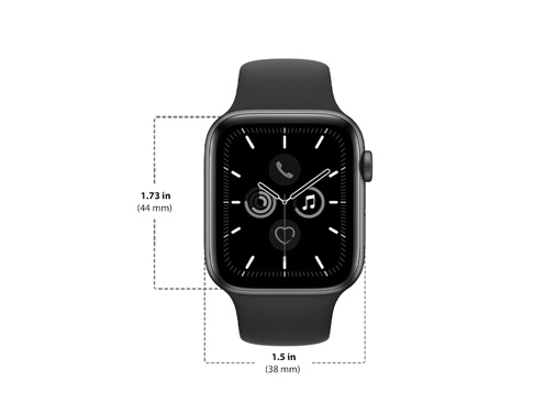 Diagram showing Apple Watch SE 1st Generation 44m size and dimensions