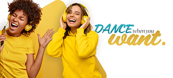 Girls dancing with headphones