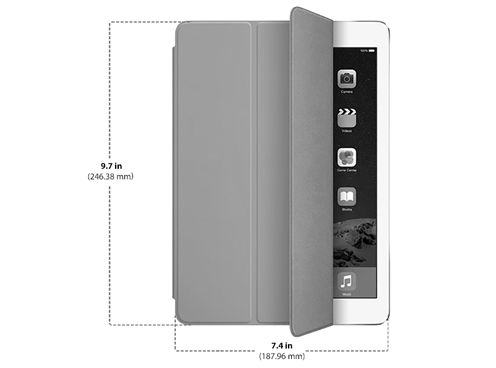 Diagram showing Apple iPad Air 2 Smart Cover size and dimensions