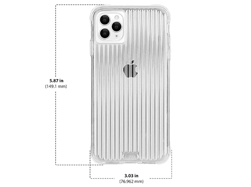 Diagram showing Case-Mate Tough Groove Case for iPhone 11 Pro size and Dimensions 